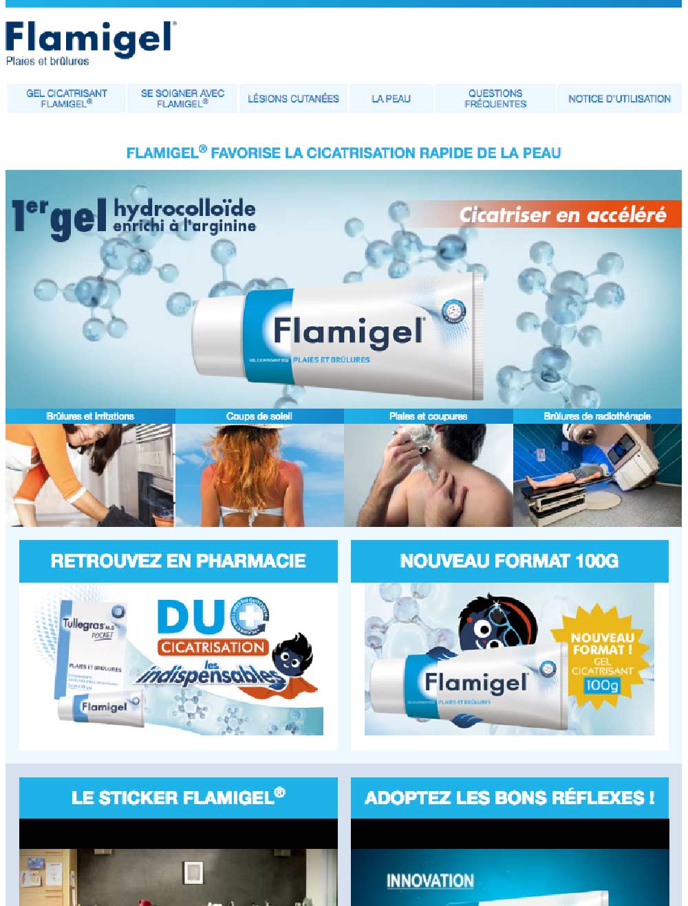 homepage du site Flamigel pour Mylan